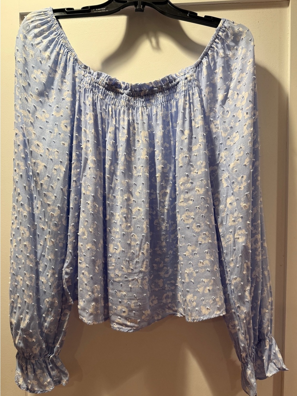 Everly Light Blue Floral Off-Shoulder Top